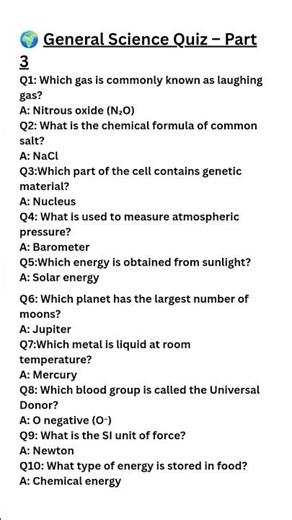 🌍 General Science Quiz – Part 3#General science quiz questions and answers for compatetive exams