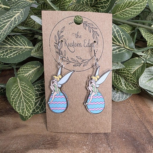 Tinkerbell Spring Easter Dangle Earrings, Light Weight Acrylic, Stainless Steel, Gift for Her Handmade - Etsy