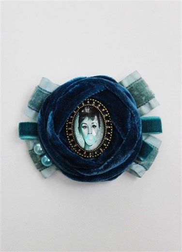 Blue Velvet Brooch – Handmade Flower Pin for Coats - Etsy