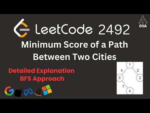 Minimum Score of a Path Between Two Cities 🔥 Leetcode 2492 | BFS Explained