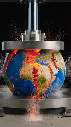 Crushing Earth with Hydraulic Press 🌍🔥 | Lava, Magma & Core Revealed | #ASMR #shorts