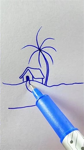 Simple blue nature drawing#drawing#drawingtechniques#art