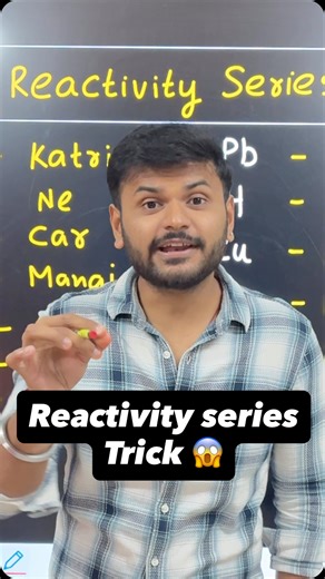 Ankit Upadhyay on Instagram: "Reactivity Series made super easy! 🔥 This trick is from the Class 10 chapter Metals and Non-metals and is extremely helpful for CBSE Board exams. Remember the entire series in seconds — save this for revision! ✨ Hashtags #reactivityseries #cbse2025 #metalsandnonmetals #class10science #cbseboard #aumagic #chemistrytrick #sciencetrick #class10chemistry #cbseclass10 #reactivityseriestrick #ncertclass10"