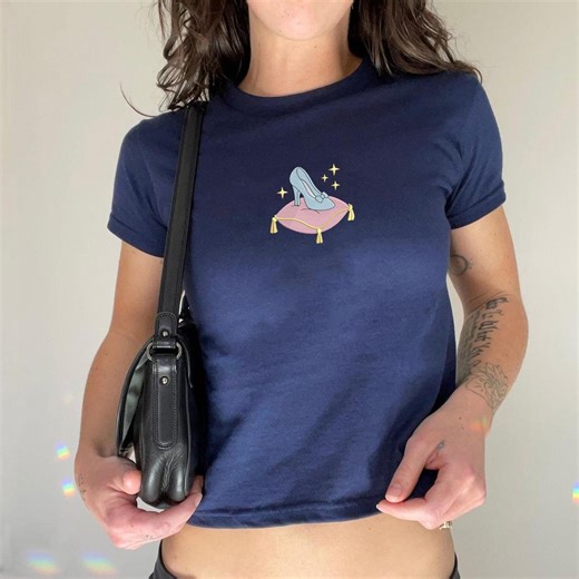 Embroidered Cinderella Glass Slipper Baby Tee, Vintage Fairy Tale Aesthetic T-shirt, Retro Disney Princess Fan Sweatshirt, Magic Kingdom Top - Etsy
