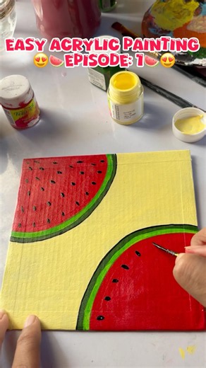Easy acrylic painting idea for beginners🍉❤️#paintingforbeginners #paintingtutorial #artideas #short