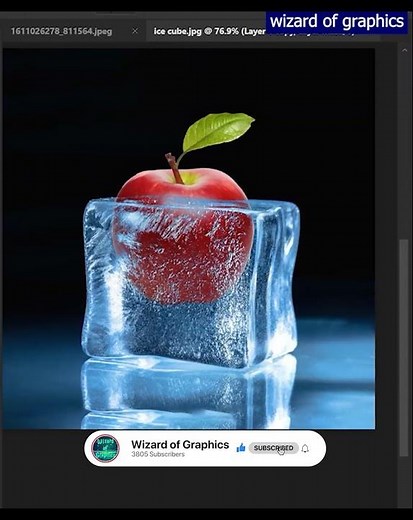 Frozen Apple Into Ice Cubes in Photoshop