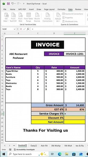 Dynamic Invoice Setup with VLOOKUP & Filter in Excel | Automatic Bill Making System