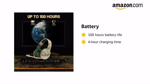 NUBWO G08 Wireless Gaming Headset with Microphone: 100-Hr Battery Life, 10m Range, Unique Desert Color, Compatible with PS4/PS5/PC/Mac