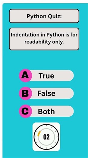 Python Quiz: Indentation Fact 🔍 #PythonQuiz #PythonIndentation #CodingQuiz #LearnPython #TechShorts