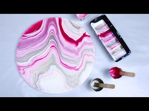 (657) How to do a Geode Style Acrylic Pour in PINK