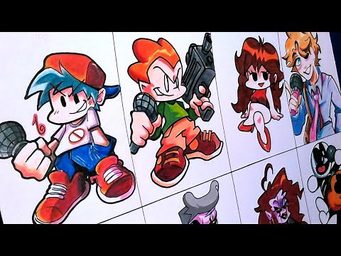 Dibujando todos los personajes FRIDAY NIGHT FUNKIN