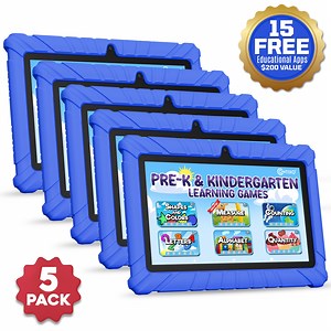 (5 pack) Contixo 7" Kids Tablet 2025 Model with Epic! & Lingokids, Educational Android Tablet for Kids 3-12, 32GB, Parental Controls, Kid-Proof Case with Kickstand – Dark Blue - Walmart.com