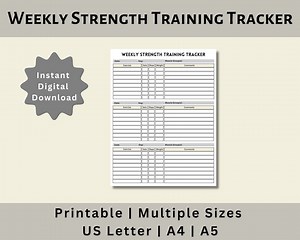 Weekly Strength Training Tracker, Weight Lifting Tracker, Weight Lifting Log, Strength Training Log, Digital Download, US Letter, A4, A5 - Etsy Canada