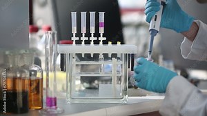 Researcher carrying out experiments in a chemistry laboratory