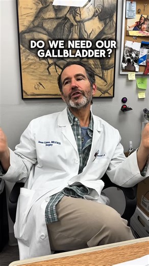 One of the most common surgeries I do is gallbladder removal. Fun fact: we actually don’t need our gallbladder. While the gallbladder is helpful in digesting fatty foods, it is not necessary. If the gallbladder is removed (a procedure called a cholecystectomy), the liver will continue to produce bile, which will flow directly into the small intestine. #GrossAnatomy #Gallbladder #gallbladderremoval | Gross Anatomy Podcast