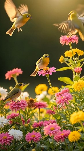 Dancing Wings in Spring – Birds Among Flowers 🌸 #birds #animals #nature #birdwatchers #photographer | Saving Birds