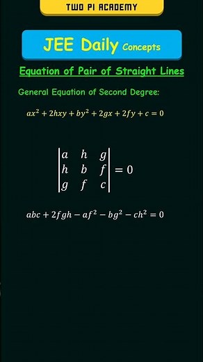 Equation of Pair of Straight Lines #jeedailyconcepts #straightlines