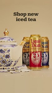 Liquid Death Iced Tea - Slaughter Berry (Raspberry-Flavored Black Tea), Less Sugar*, Boost of Caffeine, B Vitamins, No Artificial Sweeteners, King Size 19.2 Fl Oz (Pack of 8)