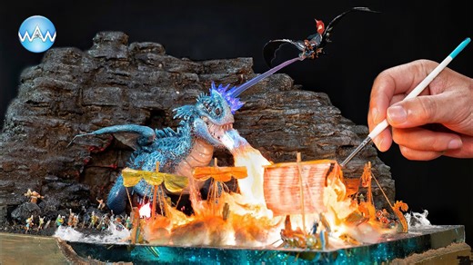 Epic dragon vs Viking ships diorama: Step-by-step fantasy build!