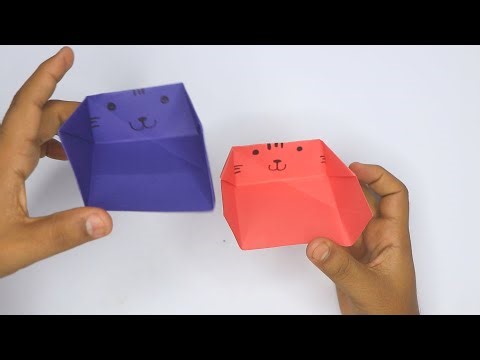 How to make origami cat box | DIY cute paper cat gift box