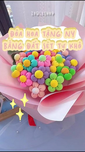Ai tặng tui là tui iu lun 🥰🌷🌻 Bó hoa bằng đất sét tự khô siêu dễ làm mà còn siêu siêu rẻ nữa 🧸 #datsettukho #xuhuong #zodleshop #fypシ
