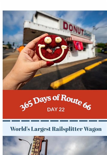 DONUT miss this stop on your Route 66 road trip through Missouri. Donut Drive-In in St. Louis is a beloved institution for both locals and travelers alike. Opened in 1953, Donut Drive-In retains much of its original charm and many original 1950s recipes. Stop into the small shop for a handmade apple fritter, long john, cinnamon twist, custard-filled, chocolate-glazed, cake, or cruller to take for the road. The St. Louis doughnut shop was built by John Harter in 1952. Eventually, his daughter and