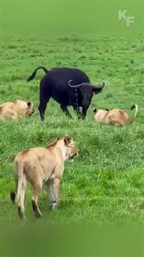 Buffalo Fights Off Six Lionesses and a Lion