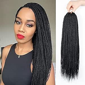 NAYOO Senegalese Twist Crochet Hair For Black Women - 8 Packs 35 Strands/Pack Small Twist Crochet Braids Hair Hot Water Setting, Crochet Braiding Hair Straight Ends(18 Inch, 1B)