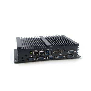 Mini Desktop Fanless Design Industrial PC 4 RS232 2 RS485 2LAN 8USB Ports Support 24h Work