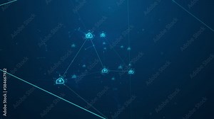 Cloud computing and Big data concept. Network connectivity of digital data and futuristic information. Abstract hi-speed internet of things IOT big data cloud computing. Seamless 4K loop.