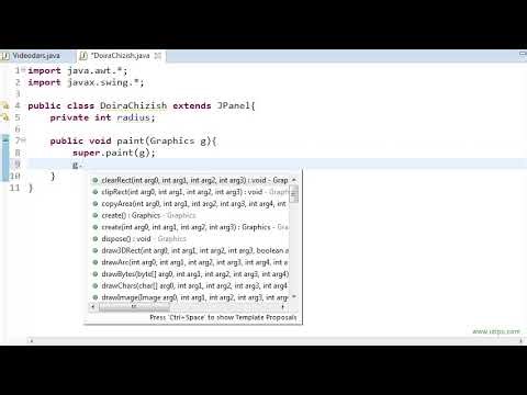 Javadan kuchaytirilgan darslar 23 Grafika 1 Doira Chizish, JPanel, paint, setColor, fillOval, repa