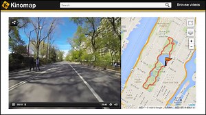 "Kinomap" to synchronize the locus of a movie running on a bicycle and GPS with a map