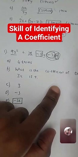 Grade 8 and 9 Algebraic Expression #maths #coefficient