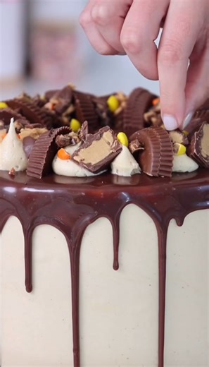 🍫🥜 Reese's Cake Recipe 🎂 For the Cake (3 layers – 20 cm pan) • 2.5 cups flour • 2.5 cups granulated sugar • 1 cup cocoa powder • 2.5 teaspoons baking soda • 1.5 teaspoons baking powder • 1 teaspoon salt • 3 large eggs • 1.5 cups milk • 3/4 cup vegetable oil • 2 teaspoons vanilla extract • 1.5 cups hot water or hot coffee Instructions: 1. Preheat the oven to 175°C. Grease the pans and line the bottoms with parchment paper. 2. Mix the dry ingredients in a large bowl. 3. Add the eggs, milk, oil,