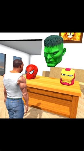 Franklin Fight Giant hulk And Spider And Iron Man Head In Indian Bike Driving 3D #shorts