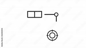 Product roadmap line animation. Building route from box to aim animated icon. Strategic plan. Development process. Black illustration on white background. HD video with alpha channel. Motion graphic