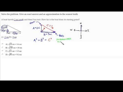 Solve a Boat Navigation Application Using the Pythagorean Theorem
