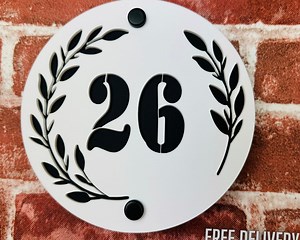 Modern Circular House Number Sign, Contemporary Round Address Plaque - Etsy