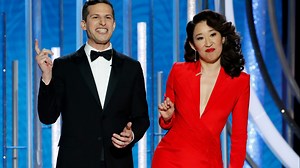 Golden Globes 2019: Watch Andy Samberg, Sandra Oh's Clever Monologue