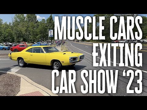 Muscle Cars Leaving Car Show - Fred Beans Doylestown Dodge All-Mopar Car Show - June 4, 2023