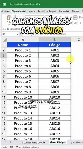 Como criar Códigos de Produto no Excel [em 30 segundos]