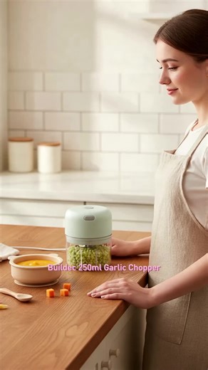 Garlic Chopper, Buildec 250ml Mini Grinder Portable Veggie Chopper Garlic Grinder Masher Onion Chopper Cordless Small Food Processor Mini for Ginger, Chili, Fruit, Meat