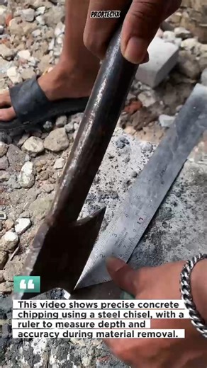 Manual Concrete Chiseling Precision Test #Construction #Concrete #HandTools