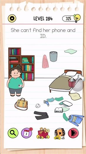 Brain Test All Star Level 284 Answer | She can't find her phone and ID