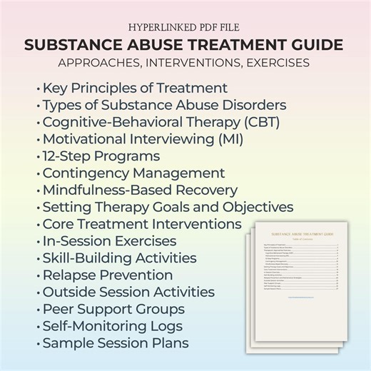 Substance Abuse Treatment Guide, Addiction Treatment, Therapy for Addiction, Relapse Prevention Tips, Therapy Tools, Recovery Session Plans - Etsy
