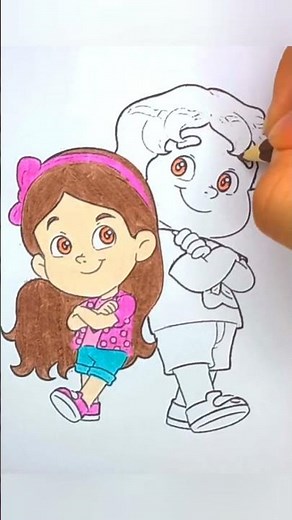 desenho da Maria Clara e do Jp para colorir