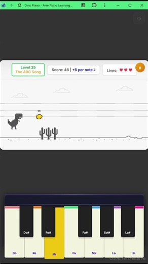 Dino Piano — Learn Piano by Playing Chrome's Dino Game! #piano #dinogame #chromedino @dinopiano