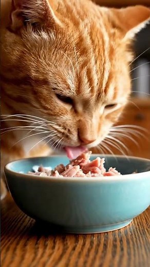 Cat Eating Tuna Close-Up | Crunchy ASMR Sounds | Relaxing 4K Short