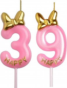 39th 93rd Birthday Candles, Pink 93 39 Year Old Cake Topper Cute Number Birthday Candles, Birthday Party Decorations Gifts