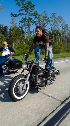 We liked each other right away. Johnny Chop, March 28, 2006. He asked me to show him how to tank surf in Daytona, I showed him on LeBigMack- photo by @michaellichterphotography #johnnychop #panhead #harleydavidson #chopper #2006 #harley #billylane #choppersinc #nirvana #bobber #burnout | Billy Lane of Choppers Inc.